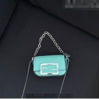 Discount Tiffany & Co. x Fendi Nano Baguette Bag Charm with Chain in Calf Leather F8001 Tiffany Blue 2023