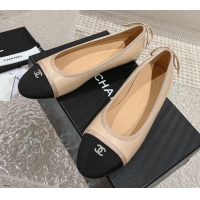 Trendy Design Chanel Calfskin & Grosgrain Ballet Flat with Back Bow Beige 802059