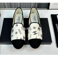 Lowest Price Chanel CC Printed Calfskin Loafers White 805020