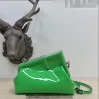 Low Cost Fendi First Small Bag in Patent Leather 2217 Green 2023