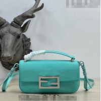 Super Quality Fendi Baguette Bag Phone in Satin 9031 Light Blue 2023