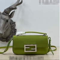 Luxury Discount Fendi Baguette Bag Phone in Satin 9031 Green 2023