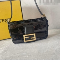 Unique Style Fendi Baguette 1997 Sequins Mini Bag 0191M72 Black 2023