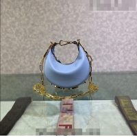 Good Quality Fendi Nano Fendigraphy Leather Hobo Bag Charm F3104 Light Blue 2023