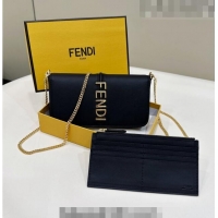 Good Looking Fendi Fendigraphy Leather Wallet On Chain F3105 Black 2023