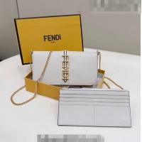 Top Grade Fendi Fendigraphy Leather Wallet On Chain F3105 White 2023