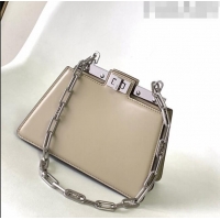 Top Design Fendi Peekaboo Cut Petite Mini Bag in Glossy Leather F3109 Grey 2023