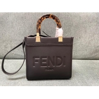 Top Grade Fendi Sunshine Leather Small Shopper Tote Bag F3123 Black 2023