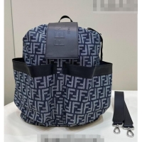 Luxurious Fendi Drawstring Backpack Large Bag in FF Denim 8583 Dark Blue 2022