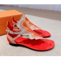 Duplicate Hermes Sandales Garden Suede Flat Sandals Orange 426015Duplicate Hermes Sandales Garden Suede Flat Sandals Ora