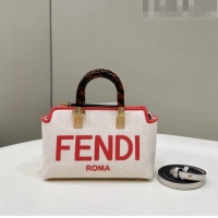 Super Quality Fendi By The Way Canvas Mini Boston Bag F0076 White/Pink 2023