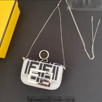 Low Price Fendi Nano Baguette Bag Charm in FF Canvas F0087 Black/White 2023