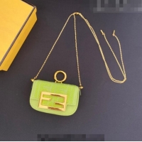 Most Popular Fendi Nano Baguette Bag Charm in FF Canvas F0087 Acid Green 2023