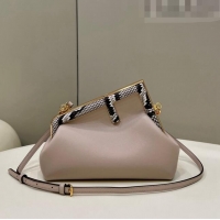 Super Quality Fendi First Small Leather Bag with Python-Look Printed F F0097 Nude 2023