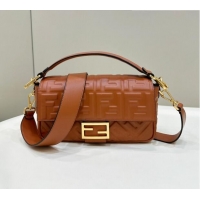 Top Quality Promotional Fendi Baguette Medium Nappa Leather Bag 0135AM Caramel Brown 2023