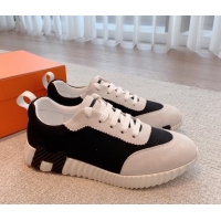 Affordable Price Hermes Bouncing Sneakers in Fabric and Suede Black 351102