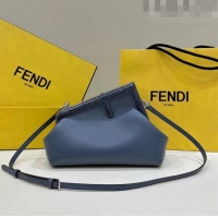 Well Crafted Fendi First Small Leather Bag with Python-Look Printed F F7038 Dark Denim Blue 2023