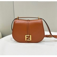 Grade Quality Fendi C' mon Medium Satchel Bag in Smooth and Full-grain Leather F1035 Caramel Brown 2023