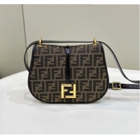 Unique Style Fendi C' mon Medium Satchel Bag in Brown FF F1035 Jacquard Fabric 2023