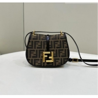 Top Grade Fendi C' mon Small Satchel Bag in Brown FF F1036 Jacquard Fabric 2023