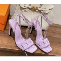 Good Quality Hermes Gala Suede High Heel Sandals 10.5cm Purple 525110