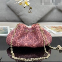 Discount Dior Dream Bucket bag in Ethereal Cannage Cotton with Bead Embroidery CD6103 Pink 2023