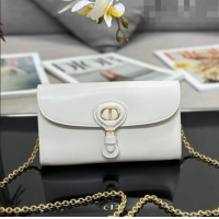 New Cheap Dior Bobby East-West Pouch with Chain in Smooth Calfskin CD6106 White 2023