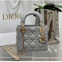 Shop Popular Dior Mini Lady Dior Bag in Cannage Lambskin CD2616 Grey 2023