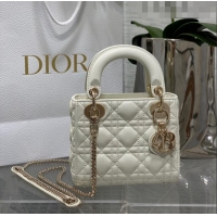 Good Looking Dior Mini Lady Dior Bag in Cannage Lambskin CD2616 White 2023