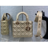 Low Price Dior Small Lady Dior My ABCDior Bag in Iridescent Metallic Leather CD2611 Gold 2023