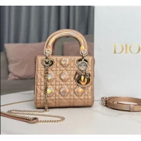 Promotional Dior Mini Lady Dior Bag in Iridescent Metallic Leather CD2612 Pink 2023