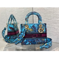 Good Quality Dior Medium Lady D-Lite Bag in Celestial Blue Toile de Jouy Voyage Embroidery CD0060 2023