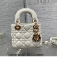 Best Product Dior Micro Lady Dior Bag in Lambskin CD0067 White 2023