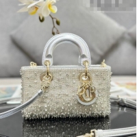 Famous Brand Dior Lady D-Joy Micro Bag in Metallic Leather with Crystals CD0069 Silver 2023