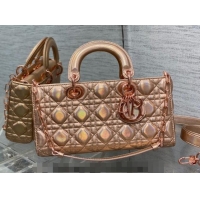 Good Taste Dior Medium Lady D-Joy Bag in Iridescent Cannage Leather Champagne CD7093 Pink 2023