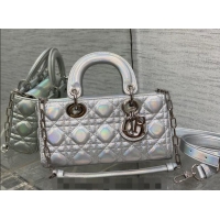 Low Price Dior Small Lady D-Joy Bag in Iridescent Cannage Leather CD7096 Silver 2023