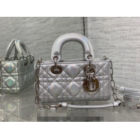 Well Crafted Dior Micro Lady D-Joy Bag in Iridescent Cannage Leather CD7099 Silver 2023