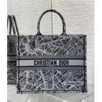 Top Grade Dior Large Book Tote Bag Bag in Grey Plan de Paris Embroidery CD7107 Grey 2023