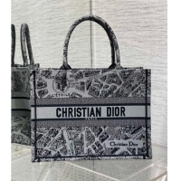 Pretty Style Dior Medium Book Tote Bag Bag in Plan de Paris Embroidery CD7108 Grey 2023