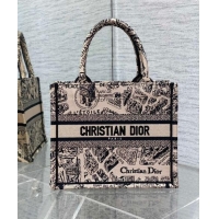 Good Product Dior Small Book Tote Bag Bag in Plan de Paris Embroidery CD7109 Beige 2023