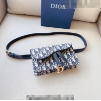 New Style Dior Oblique Canvas Belt Bag 0714 Blue 2023