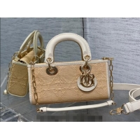 Top Quality Dior Small Lady D-Joy Bag in Cannage Raffia Straw CD7009 Beige 2023