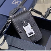 Good Product Dior Saddle Vertical Pouch with Strap in Grained Calfskin CD7012 Black 2023