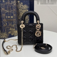 Traditional Specials Dior Mini Lady Dior Bag in Cannage Lambskin Leather CD1801 Black/Gold 2023