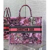 Classic Dior Large Book Tote Bag in Toile de Jouy Reverse Embroidery CD7107 Pink Multicolor 2023