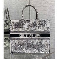 Shop Grade Dior Large Book Tote Bag in Toile de Jouy Reverse Embroidery CD7107 White and Black 2023