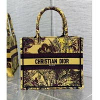 Inexpensive Dior Small Book Tote Bag in Toile de Jouy Reverse Embroidery CD7109 Yellow Multicolor 2023