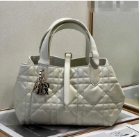 Grade Quality Dior Small Toujours Tote bag in Macrocannage Calfskin F1027 White 2023