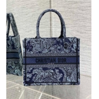 Well Crafted Dior Small Book Tote Bag in Toile de Jouy Embroidery CD1031 Denim Blue 2023