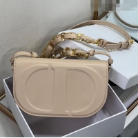 Elegant Dior CD Signature bag with Chain Strap in CD-Embossed Box Calfskin CD4036 Light Beige 2023